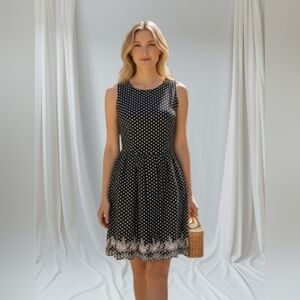 NWT Charming Charlie Black and White POLKA DOT Sleeveless Mini Dress ~sz S